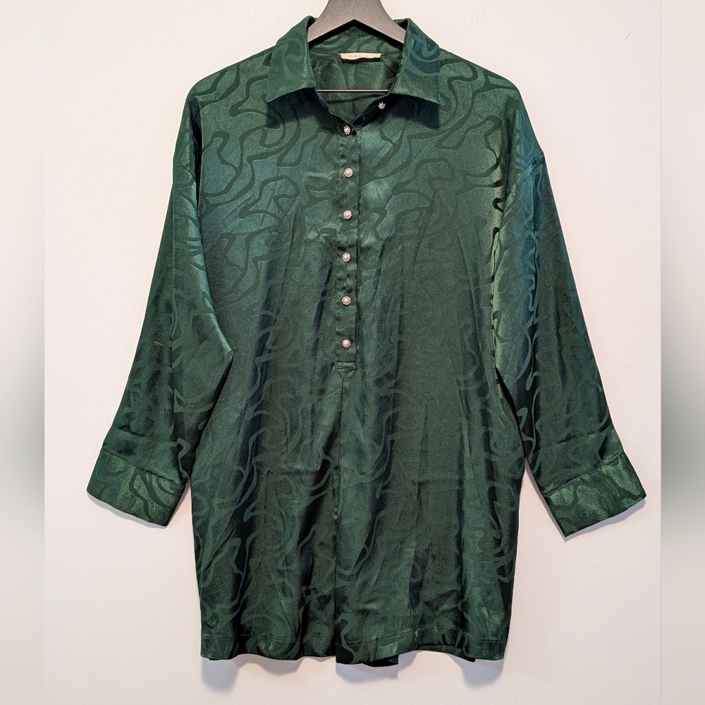 ILLA ILLA Emerald Green Button-Front Jumpsuit